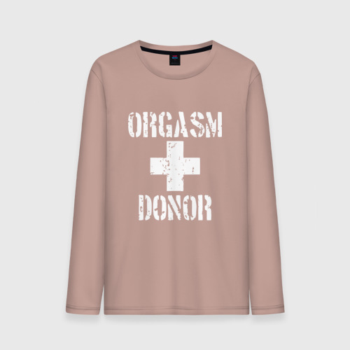 Мужской лонгслив хлопок Orgasm + donor, цвет пыльно-розовый