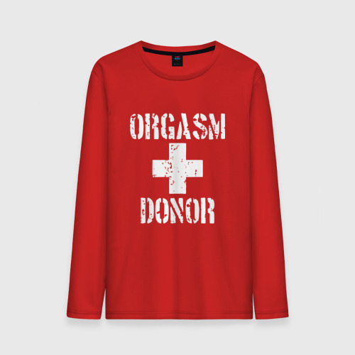 Мужской лонгслив хлопок Orgasm + donor, цвет красный