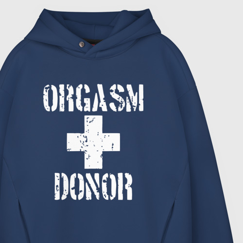 Мужское худи Oversize хлопок Orgasm + donor, цвет темно-синий - фото 4