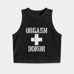 Женская укороченная майка-топ хлопок Orgasm + donor