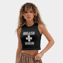 Женская укороченная майка-топ хлопок Orgasm + donor - фото 2