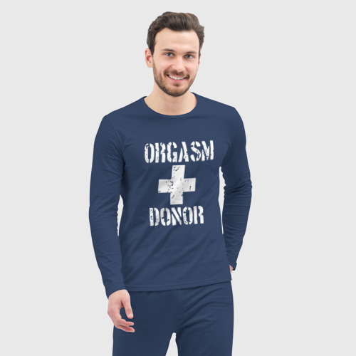 Мужская пижама с лонгсливом хлопок Orgasm + donor, цвет темно-синий - фото 5