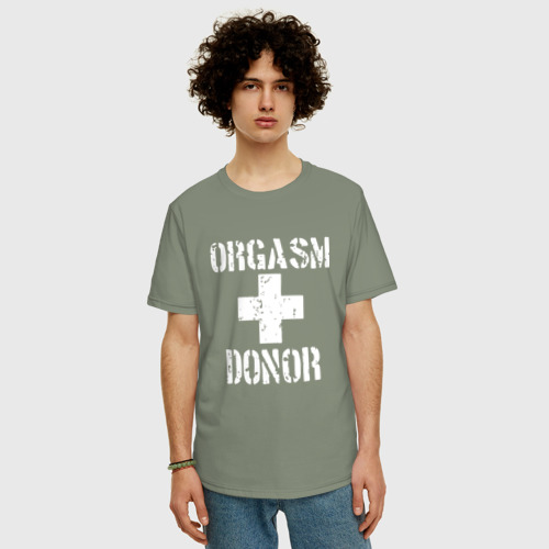 Мужская футболка хлопок Oversize Orgasm + donor, цвет авокадо - фото 3