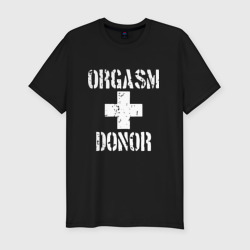 Orgasm + donor – Футболка приталенная из хлопка с принтом купить