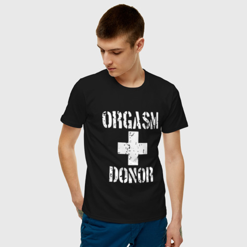 Мужская футболка хлопок Orgasm + donor, цвет черный - фото 3