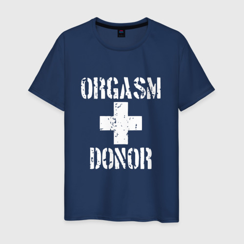 Мужская футболка хлопок Orgasm + donor, цвет темно-синий