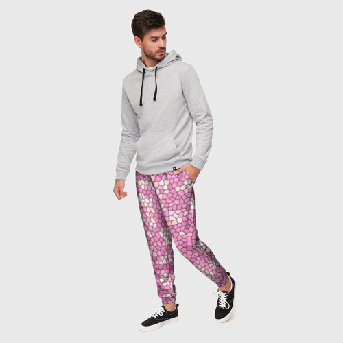 Мужские брюки 3D Pink mosaic, цвет 3D печать - фото 3
