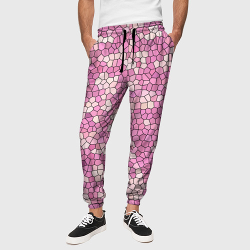Мужские брюки 3D Pink mosaic, цвет 3D печать - фото 4