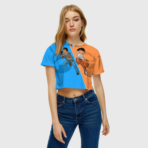 Женская футболка Crop-top 3D Half-Portal, цвет 3D печать - фото 3