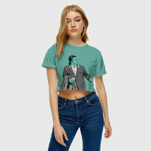 Женская футболка Crop-top 3D Недоумевающий Винсент, цвет 3D печать - фото 3