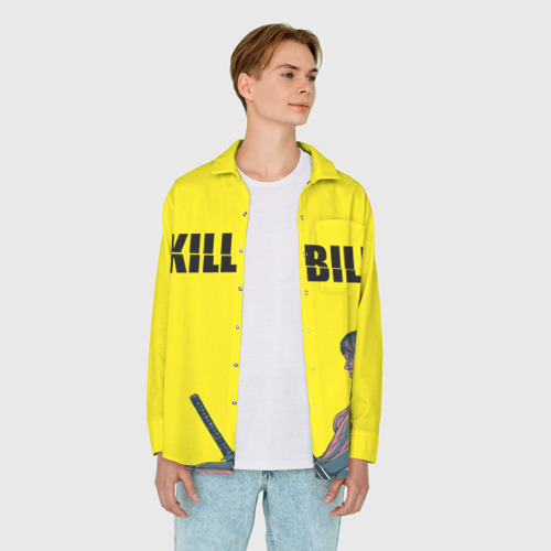 Мужская рубашка oversize 3D с принтом Убить Билла, вид сбоку #3