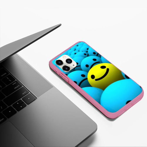 Чехол для iPhone 11 Pro Max матовый Сохраняй оптимизм, цвет малиновый - фото 5