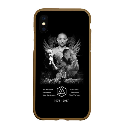 Чехол для iPhone XS Max матовый Chester Bennington, цвет коричневый