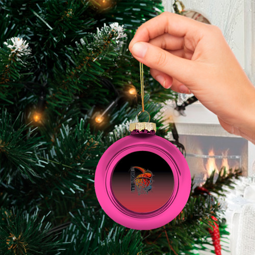 Стеклянный ёлочный шар Баскетбольное кольцо, цвет розовый - фото 3