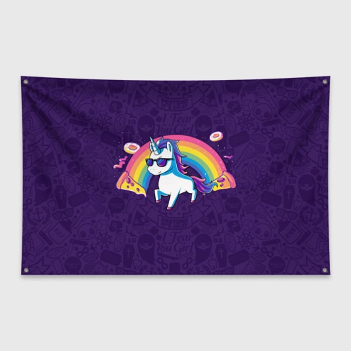 Флаг-баннер Радужный Единорог в Очках