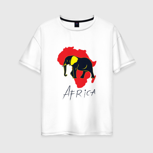 Женская футболка хлопок Oversize Африка, цвет белый