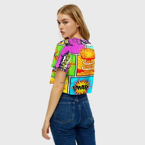 Женская футболка Crop-top 3D Pop Art, цвет 3D печать - фото 5