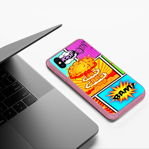 Чехол для iPhone XS Max матовый Pop Art, цвет малиновый - фото 5