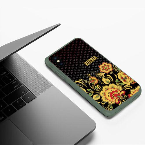 Чехол для iPhone XS Max матовый Россия, цвет темно-зеленый - фото 5