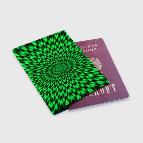 Обложка для паспорта матовая кожа Оптическая кислота, цвет бирюзовый - фото 3