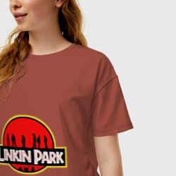 Женская футболка хлопок Oversize Linkin Park - фото 2