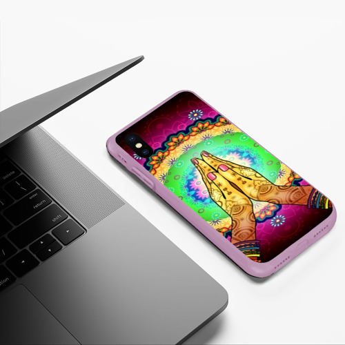 Чехол для iPhone XS Max матовый Meditation, цвет сиреневый - фото 5