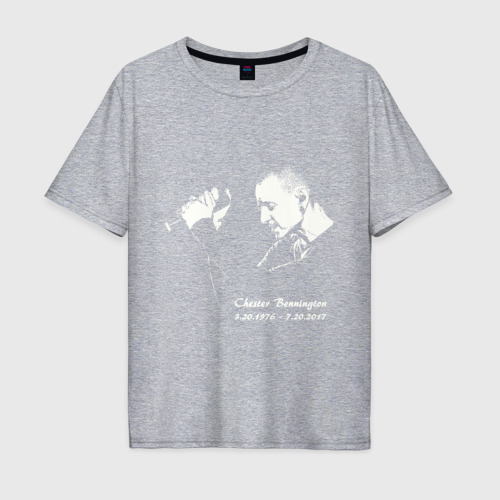 Мужская футболка хлопок Oversize с принтом Chester Bennington, вид спереди #2
