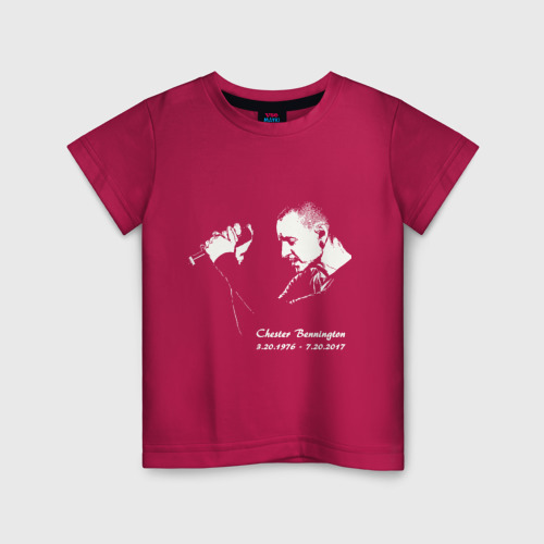 Детская футболка хлопок с принтом Chester Bennington, вид спереди #2