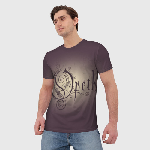 Мужская футболка 3D с принтом Opeth logo, фото на моделе #1