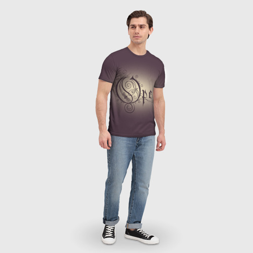 Мужская футболка 3D с принтом Opeth logo, вид сбоку #3