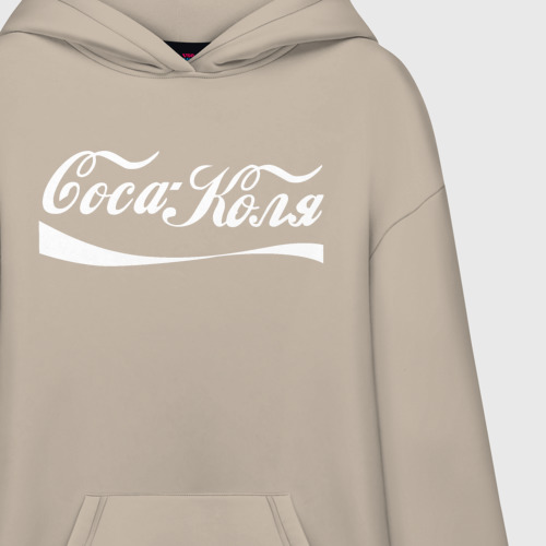 Худи SuperOversize хлопок Coca Коля, цвет миндальный - фото 3