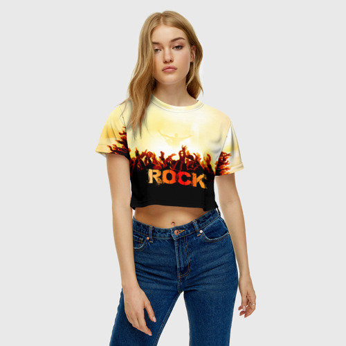 Женская футболка Crop-top 3D Rock концерт, цвет 3D печать - фото 4