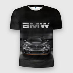 Мужская футболка 3D Slim BMW серебро