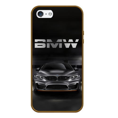 Чехол для iPhone 5/5S матовый BMW серебро, цвет коричневый