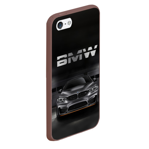 Чехол для iPhone 5/5S матовый BMW серебро, цвет коричневый - фото 3