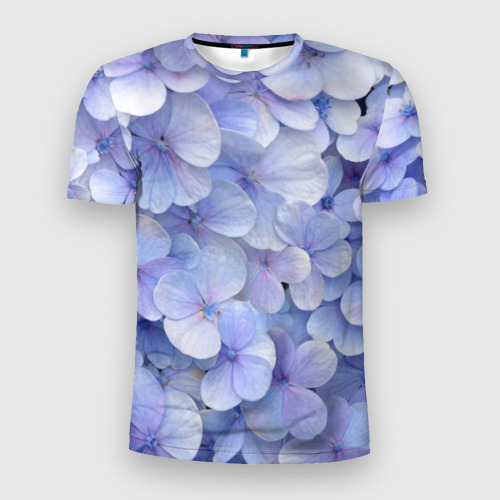 Мужская футболка 3D Slim Гортензия голубая, цвет 3D печать
