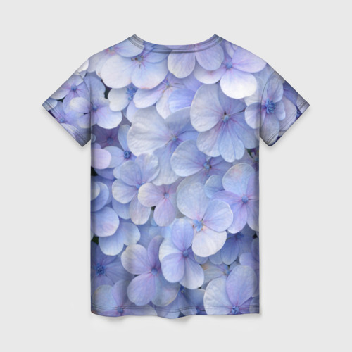 Женская футболка 3D Гортензия голубая, цвет 3D печать - фото 2