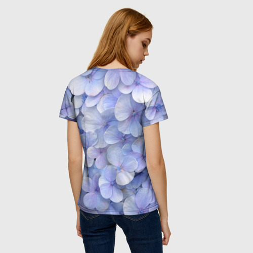 Женская футболка 3D Гортензия голубая, цвет 3D печать - фото 4