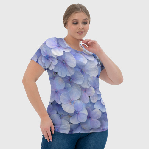 Женская футболка 3D Гортензия голубая, цвет 3D печать - фото 6