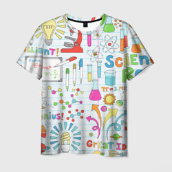 Мужская футболка 3D Стикеры Наука