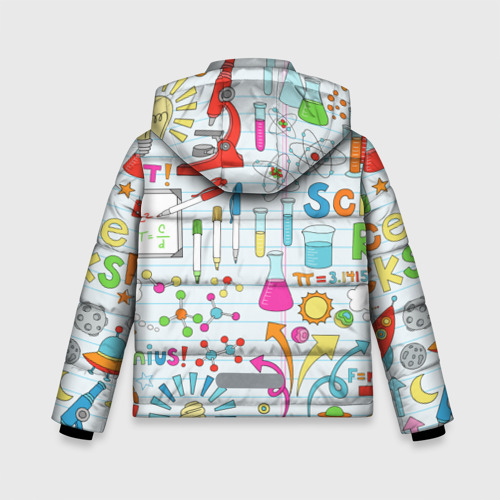 Зимняя куртка для мальчиков 3D Стикеры Наука, цвет черный - фото 2