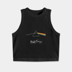 Женская укороченная майка-топ хлопок Pink Floyd