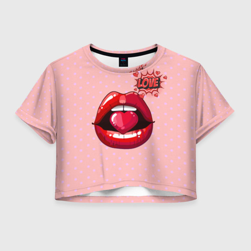Женская футболка Crop-top 3D Lips Фото 01 Женская футболка Crop-top 3D Lips Фото 01