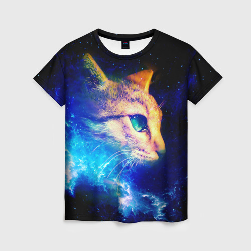 Женская футболка 3D Звездный кот, цвет 3D печать