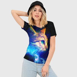 Женская футболка 3D Slim Звездный кот - фото 2