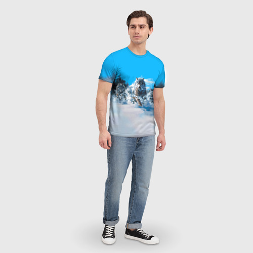 Мужская футболка 3D Волчья охота, цвет 3D печать - фото 5