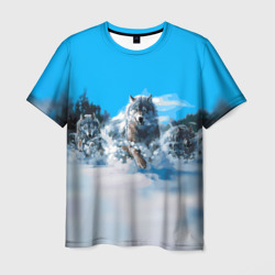 Мужская футболка 3D Волчья охота