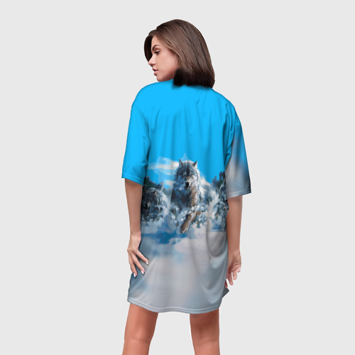 Платье-футболка 3D Волчья охота, цвет 3D печать - фото 4
