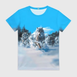 Женская футболка 3D Волчья охота