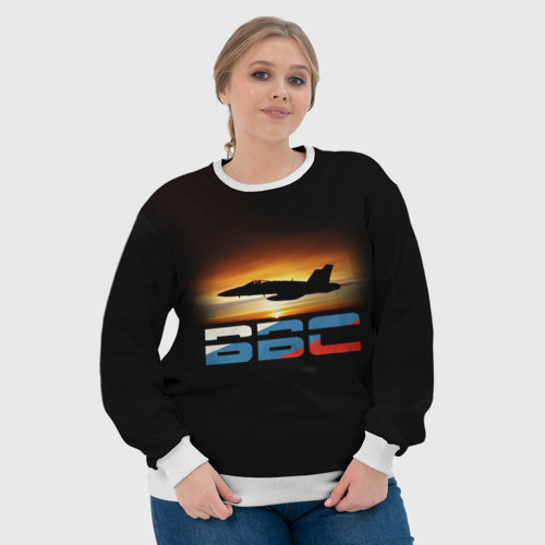 Женский свитшот 3D Истребитель Су-57 на закате, цвет 3D печать - фото 6